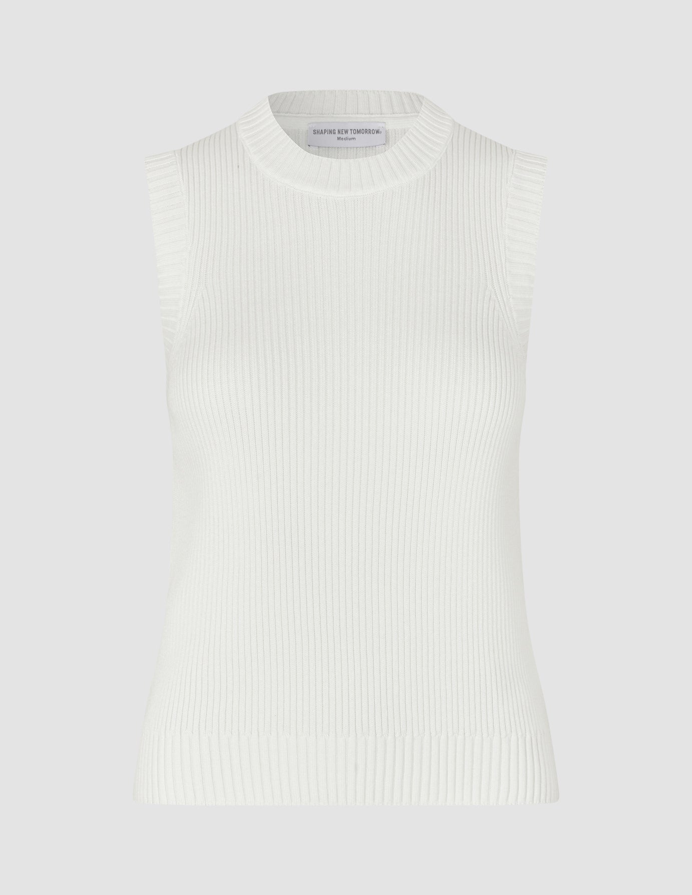 Women's Fine Knit Rib Vest Off White
